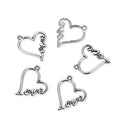 20pcs Artistic Love Heart Charms, 28mm Large One Sided Heart Drop Pendants, Antique Silver, MC-D22