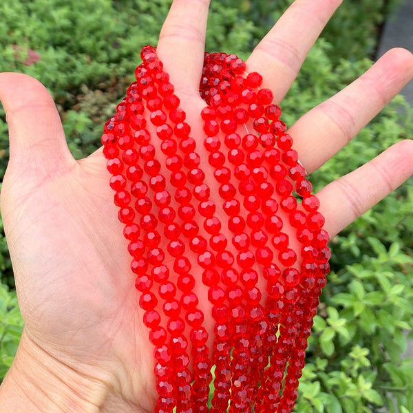 200pcs Creative Club Faceted Round Crystal Glass Beads, Light Siam Red, 6mm (0.24 inch), Hole ID 1mm, CC2R606