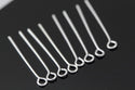 200pcs Eye Pins Eyepins, Sterling Silver Plated Brass, 0.7mm/21 Gauge, Length Selections: 22mm/26mm/30mm/38mm/50mm