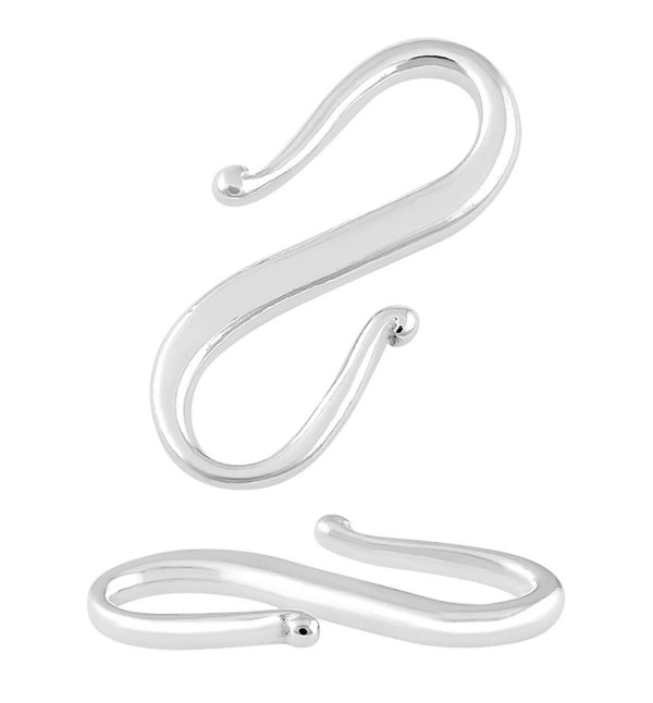 5pcs 925 Sterling Silver S Hooks Clasps, Size Selections: 12mm/15mm