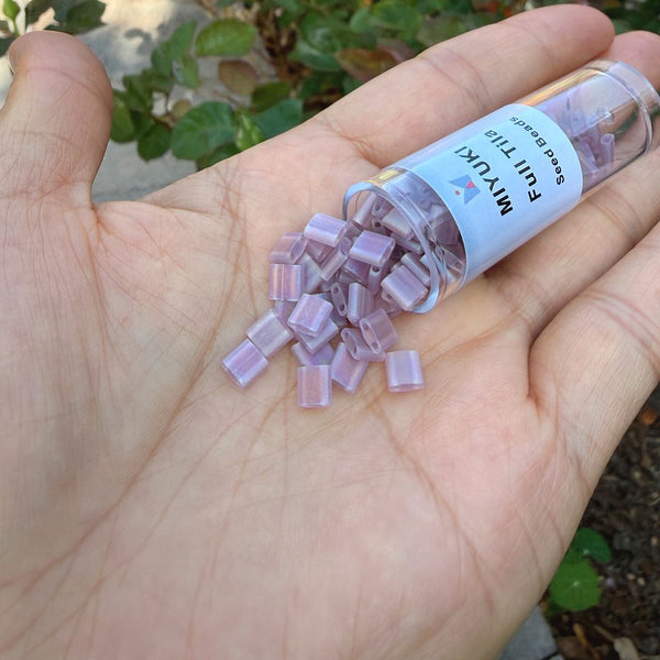 10g Miyuki Full Tila Square Seed Beads 5x5mm, Matte Rainbow Light violet TL-142FR