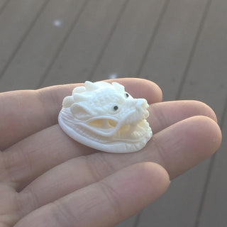 1pc Beautiful Dragon King Hand Carved White Buffalo Bone Drop Pendant, Symbol of Strength Prosperity Pendant, with Sterling Silver Bail, 1.2 Inch, BP-80