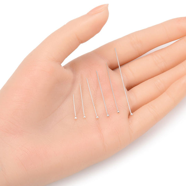 20pcs 925 Sterling Silver Ball Headpin Head Pins, 0.6mm/22 Gauge, Length Selections: 18mm/25mm/30mm/35mm/40mm/50mm