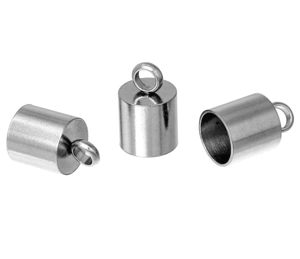 100pcs 304 Stainless Steel Tube Cord End Caps, Glue In Endcap Barrel, Hole ID Selections: 1.5mm/2mm/2.5mm/3mm/3.5mm/4mm