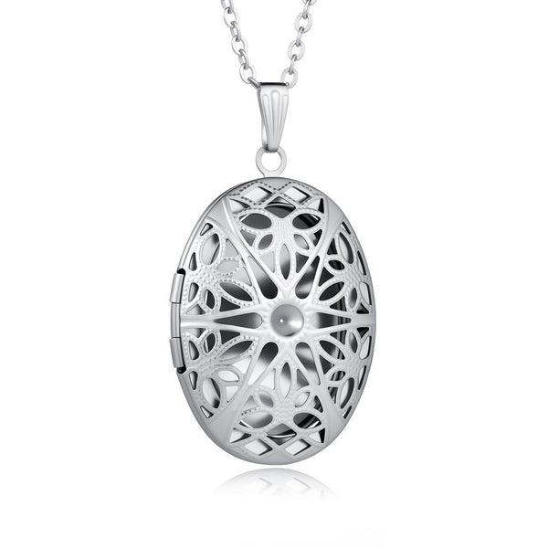 5pcs 316 Surgical Stainless Steel Living Memory Floating Lockets, 35mm Oval Filigree Flower Waterproof Pendants, MP-A6