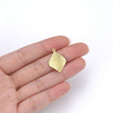 10pcs 24mm Leaf Drop Pendants, Tarnish Resistant, 18K Yellow Gold Plated Brushed Brass, BF-B3