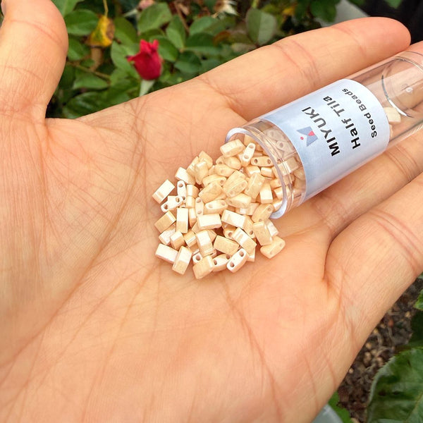 10g Miyuki Half Tila Seed Beads 5x2.3mm, Ceylon Light Caramel (HTL-593)