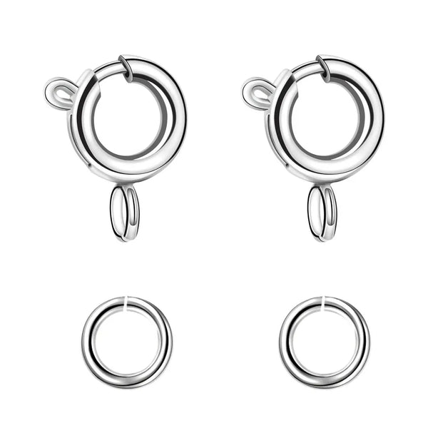 20pcs 304 Stainless Steel Spring Ring Clasps with Jump Rings (6mm/8mm)