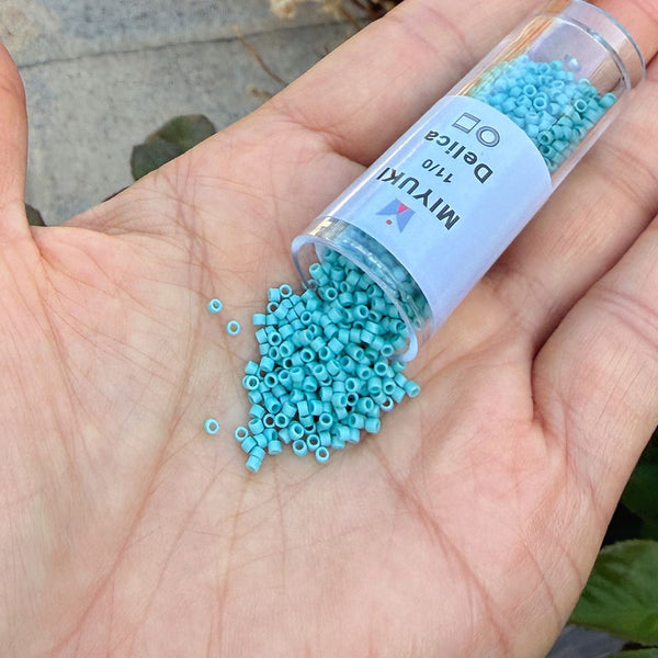 7.5g Miyuki Delica 11/0 Seed Beads Matte Glazed Luster Turquoise Blue DB375