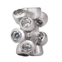 Real 925 Sterling Silver Charm, April Birthstone Spacer Bead, Cubic Zirconia CZ Clear Gemstone,...