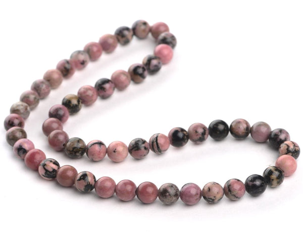 Natural Rhodonite Gemstone Round Beads, 1 Strand/15 Inch, Size Selections: 4mm/6mm/8mm