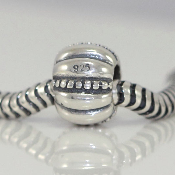 1pc Solid 925 Sterling Silver Delight Melon Bead Charm, Compatible with Pandora All Other Charm Bracelet, EC105