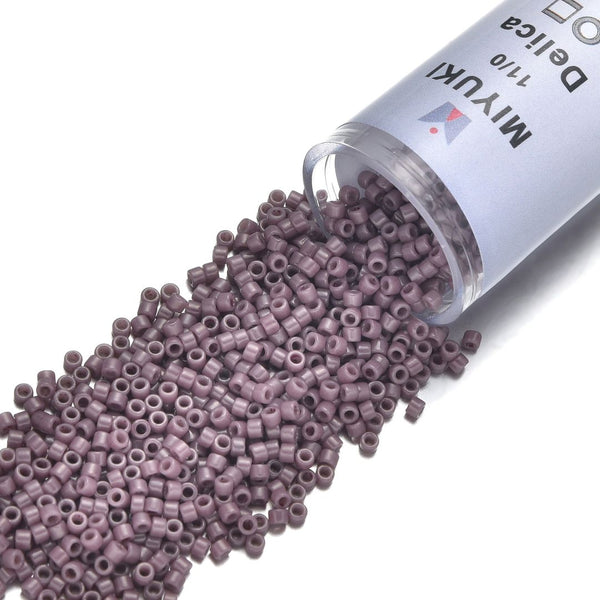7.5g Miyuki Delica 11/0 Seed Beads, Opaque Glazed Luster Mauve DB265
