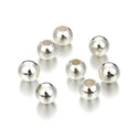100pcs Large Hole Round Beads, Sterling Silver Plated Brass, Size Selections: 6mm/8mm/10mm