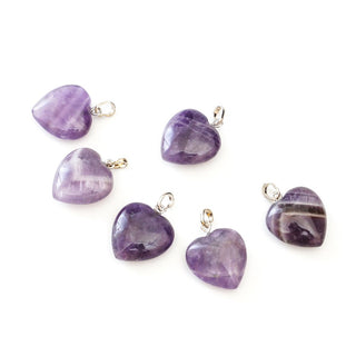 4pcs Natural Purple Amethyst Gemstone Pendants, 20mm Heart Shaped Stone Drops, G2P-H8