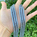 Grade A Natural Hematite Gemstone Rondelle Beads, White Gold Plated, 1 Strand/15 Inch, 6x4mm, Hole ID 1mm, GFC8-4