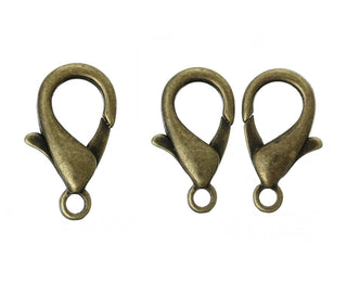 20pcs Trigger Lobster Claw Clasp, Antique Bronze Plated, Size Selections: 10mm/12mm/15mm/20mm