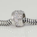 1pc Solid 925 Sterling Silver April Birthstone Cubic Zirconia Bead Charm, Compatible with Pandora All Other Charm Bracelet, EC78
