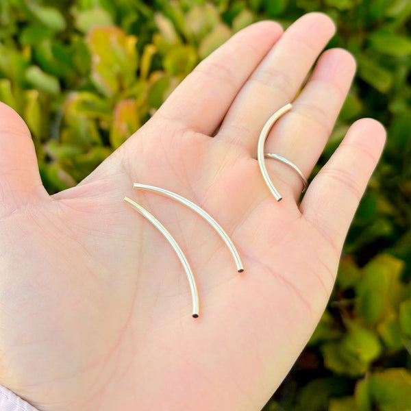 5pcs Real 1/20 14K Gold Filled Curved Noodle Tubes, Hole ID 1.5mm, Length Selections: 20/25/30/35/40mm