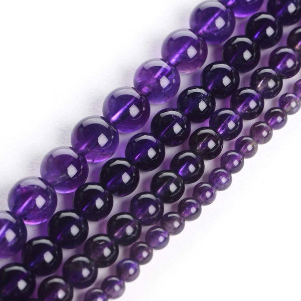 Lab Created Purple Amethyst Gemstone Round Beads, 1 Strand/15 Inch, Size Selections: 4mm/6mm/8mm/10mm