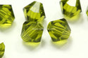 50pcs Preciosa Faceted Bicone Crystal Beads, Olivine Green, 6mm, Hole ID 1mm, Pre-B619