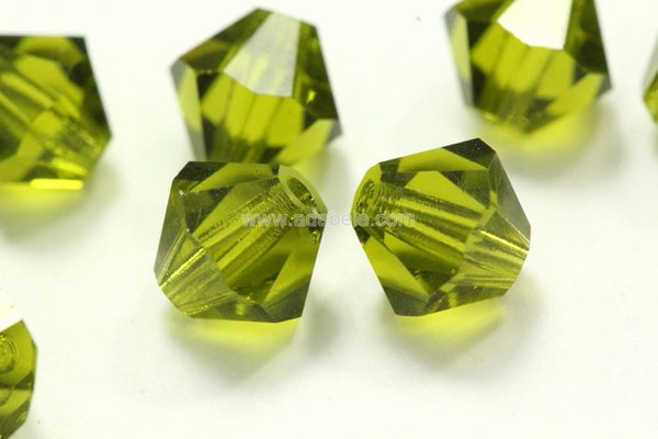 50pcs Preciosa Faceted Bicone Crystal Beads, Olivine Green, 6mm, Hole ID 1mm, Pre-B619
