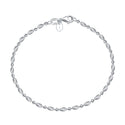 1pc 925 Sterling Silver Beaded Chain Bracelet, 4x2mm Oval Beads & 2mm Small Beads, Tarnish Resistant White Gold Plated, Length Selections: 7 inch/7.5 inch/8 inch