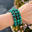 1 Strand Stretch Natural Green Malachite Beaded Gemstone Bracelet, 10mm Bead, Length Selections: 7 inch/7.5 inch/8 inch/8.5 inch