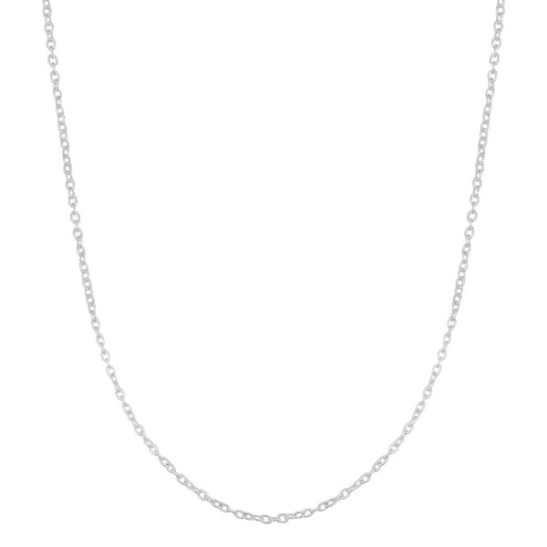 1pc 925 Sterling Silver Diamond Cut Flat Cable Link Chain Necklace, Tarnish Resistant Rhodium Plated, 1mm, Thin Small, Length Selections: 16 inch/18 inch