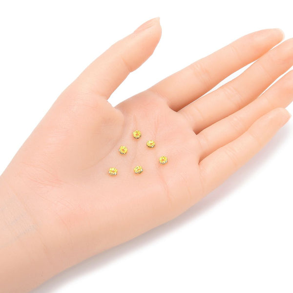 100pcs Grade A Wave Flower Crystal Clear Rhinestone Beads, 18K Yellow Gold Plated Brass, Size Selections: 4mm/5mm/6mm/8mm/10mm