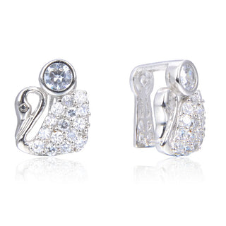 1pc 925 Sterling Silver 12mm Swan Pinch Bail, Pendant Clasp, Tarnish Resistant Rhodium Plated, Cubic Zirconia CZ, SS44-AA