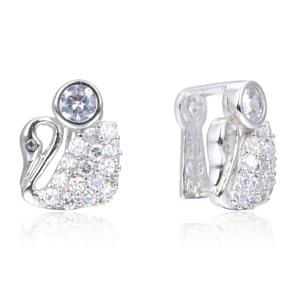 1pc 925 Sterling Silver 12mm Swan Pinch Bail, Pendant Clasp, Tarnish Resistant Rhodium Plated, Cubic Zirconia CZ, SS44-AA