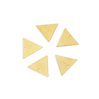 10pcs 18.5mm Triangle Drop Pendants, Tarnish Resistant, 18K Yellow Gold Plated Brushed Brass, BF-A7