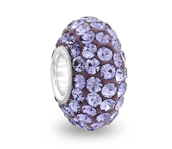 1pc 925 Sterling Silver February Amethyst Purple Birthstone Bead Charm, 12.5x7.5mm, Hole ID 4.8mm, Fit Pandora All Other Bracelets, EC684-2