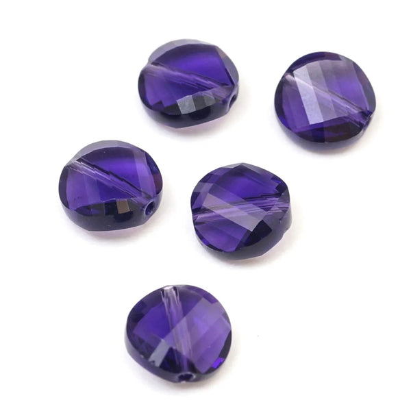 25pcs Adabele Austrian Faceted Flat Round Twist Coin Crystal Beads #5621, Purple Velvet, 10mm, Hole ID 1.2mm, SSW1027
