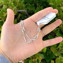 1pc 925 Sterling Silver Tube and Bead Station Cable Chain Bracelet, Tarnish Resistant White Gold Plated, Length Selections: 7 inch/7.5 inch/8 inch