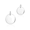 1pc 925 Sterling Silver 12mm Letter R Charm, Heart Engraved, Name Initial Disc Coin Pendant Drop, SLP-S18