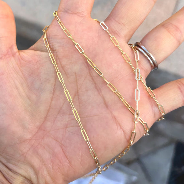 5 Feet 1/20 14K Gold Filled Unfinished Paperclip Cable Chain Link, 2mm Width, Non Tarnish, KG5-D1