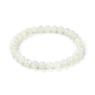 1 Strand Stretch Natural Blue Flash Moonstone Beaded Gemstone Bracelet, 6mm Beads, Length Selections: 7 inch/7.5 inch/8 inch