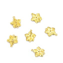 20pcs Raw Brass Small Flower Connector Link, 2-Hole, 12mm, Unplated/Uncoated, CX-B12