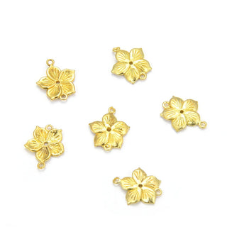 20pcs Raw Brass Small Flower Connector Link, 2-Hole, 12mm, Unplated/Uncoated, CX-B12