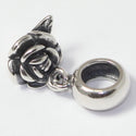 1pc Solid 925 Sterling Silver Single Love Rose Flower Bead Charm, Compatible with Pandora All Other Charm Bracelet, EC640