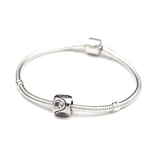 1pc Real 925 Sterling Silver Heart Bead, June Birthstone Charm Cubic Zirconia CZ Gemstone, Compatible with Pandora all Other Charm Bracelets, EC612