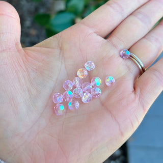 25pcs Adabele Austrian Faceted Round Crystal Beads #5000, Rosaline Pink AB, Size Selections: 6mm/8mm