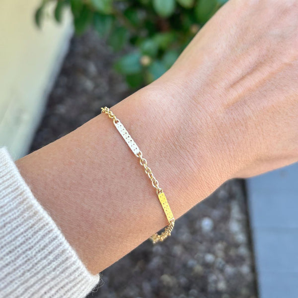 1pc Real 1/20 14K Gold Filled 2.3mm Dapped Cable Chain Bracelet, 6.5 Inch with 1 Inch Extender, JB-25