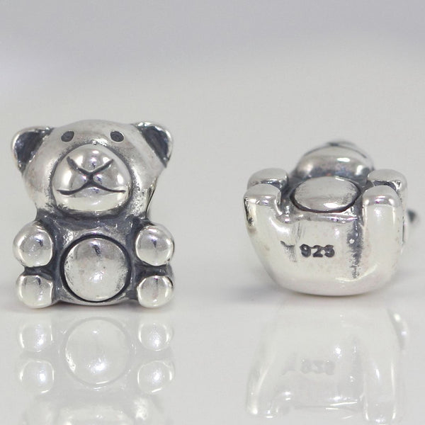 1pc Cute Solid 925 Sterling Silver Teddy Bear Animal Bead Charm, Compatible with Pandora All Other Charm Bracelets, EC2-L1