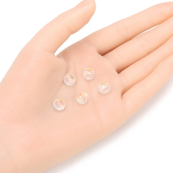 25pcs Adabele Austrian Faceted Flat Round Twist Coin Crystal Beads #5621, Clear AB, 8mm, Hole ID 1mm, SSW802