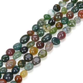 Natural Grade A Indian Agate Gemstone Oval Tumbled Pebble Beads, Irregular, 7mm to 10mm, Hole ID 1mm, 15 Inch/1 Strand, GZ12-53