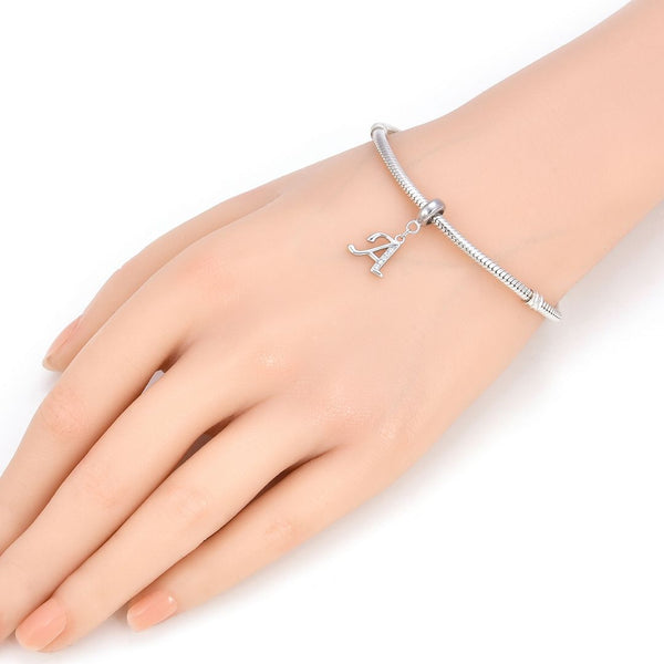 1pc 925 Sterling Silver Letter A, Alphabet Charm Pendant Drop, 18mm Long, Hole ID 4.5mm, EC3-A1