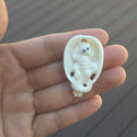 1pc Beautiful Dragon-In-Cradle Hand Carved White Buffalo Bone Drop Pendant, Symbol of Strength Prosperity Pendant, with Sterling Silver Bail, 1.57 Inch, BP-82